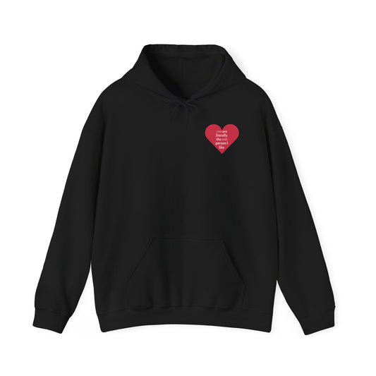 Hoodie — Red Heart "Love Yourself First" Minimal Chest Print