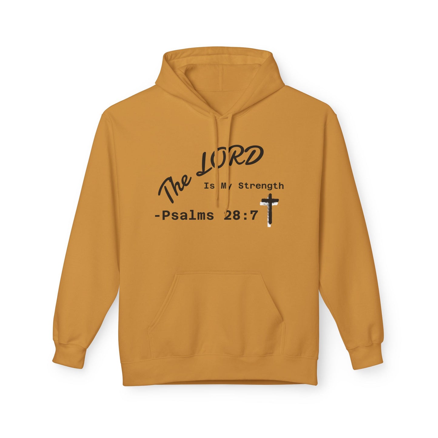 Psalms 28:7 Hoodie – "The LORD is My Strength" Christian Cross Pullover