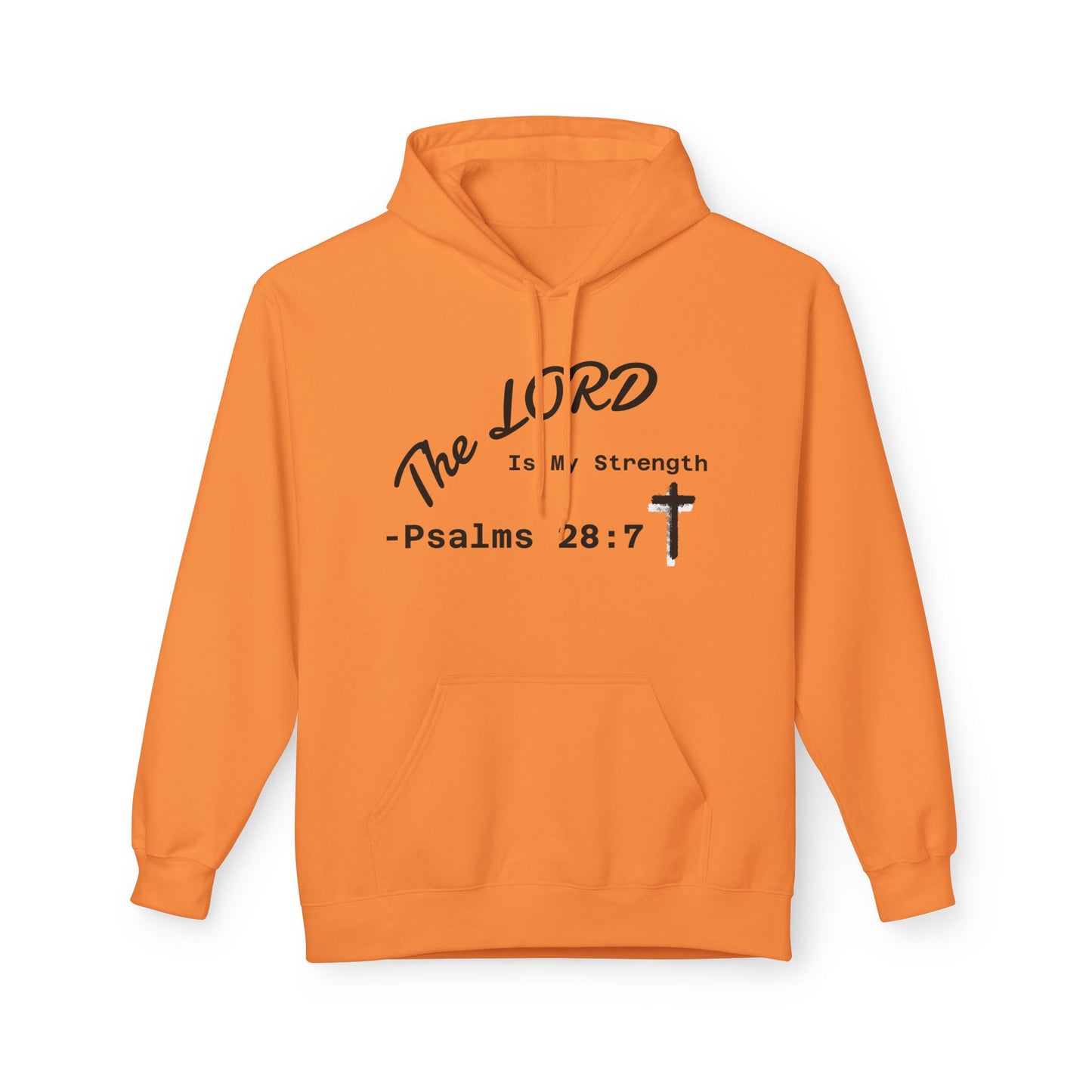 Psalms 28:7 Hoodie – "The LORD is My Strength" Christian Cross Pullover