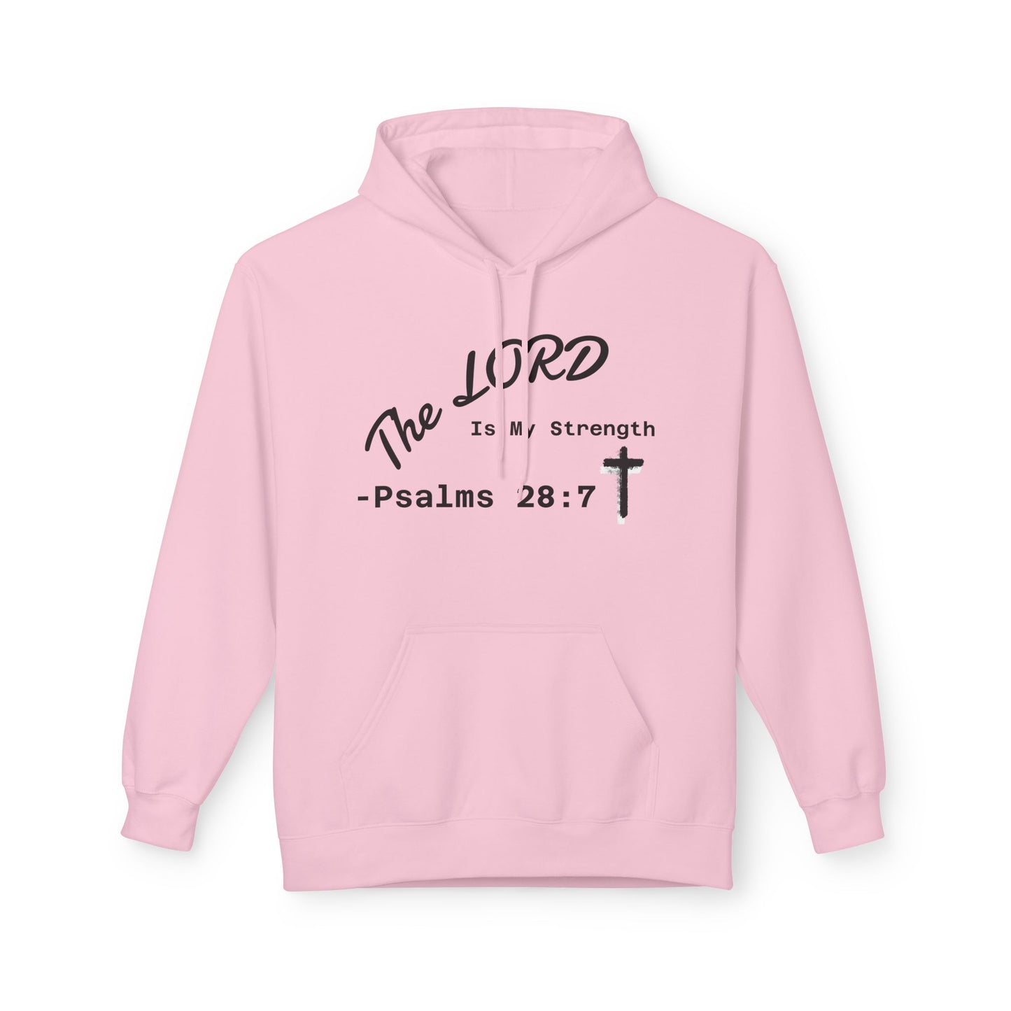 Psalms 28:7 Hoodie – "The LORD is My Strength" Christian Cross Pullover