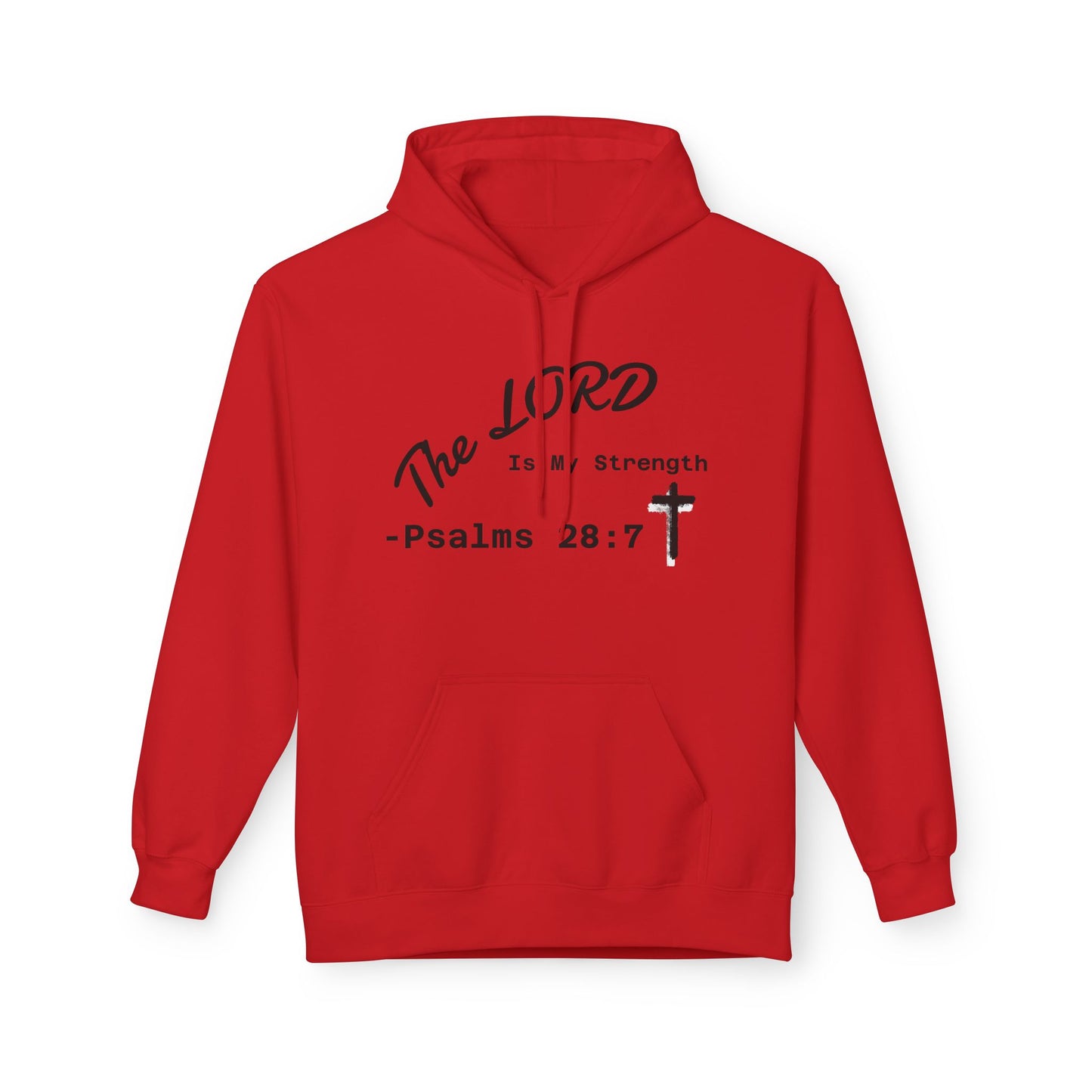 Psalms 28:7 Hoodie – "The LORD is My Strength" Christian Cross Pullover
