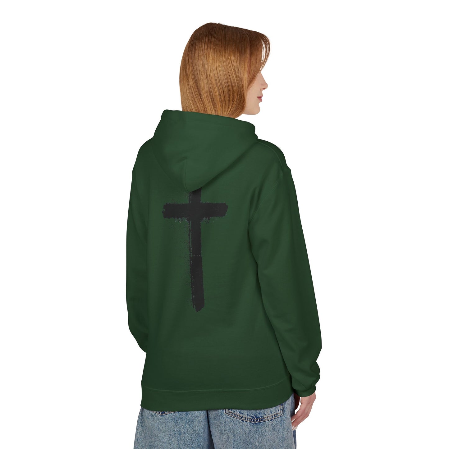 Psalms 28:7 Hoodie – "The LORD is My Strength" Christian Cross Pullover