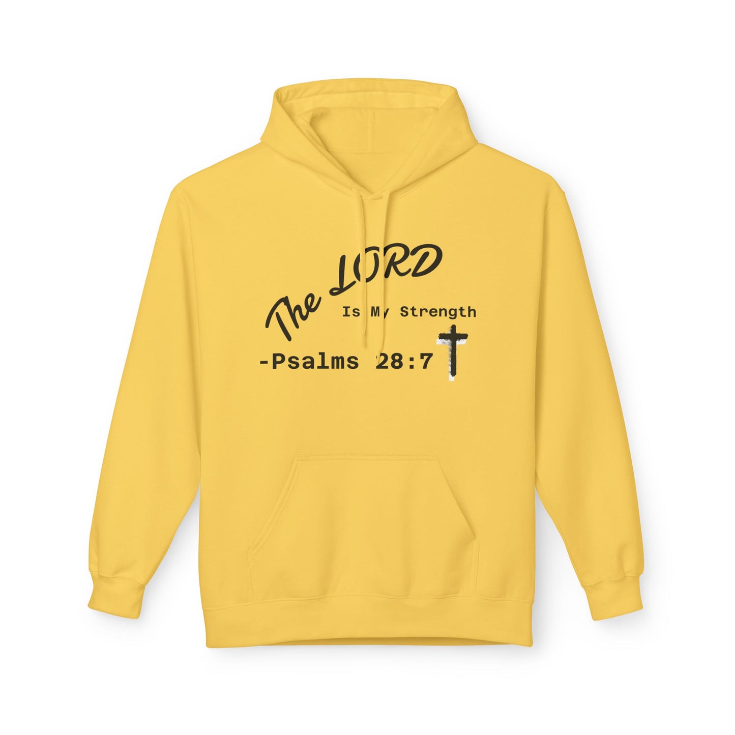 Psalms 28:7 Hoodie – "The LORD is My Strength" Christian Cross Pullover