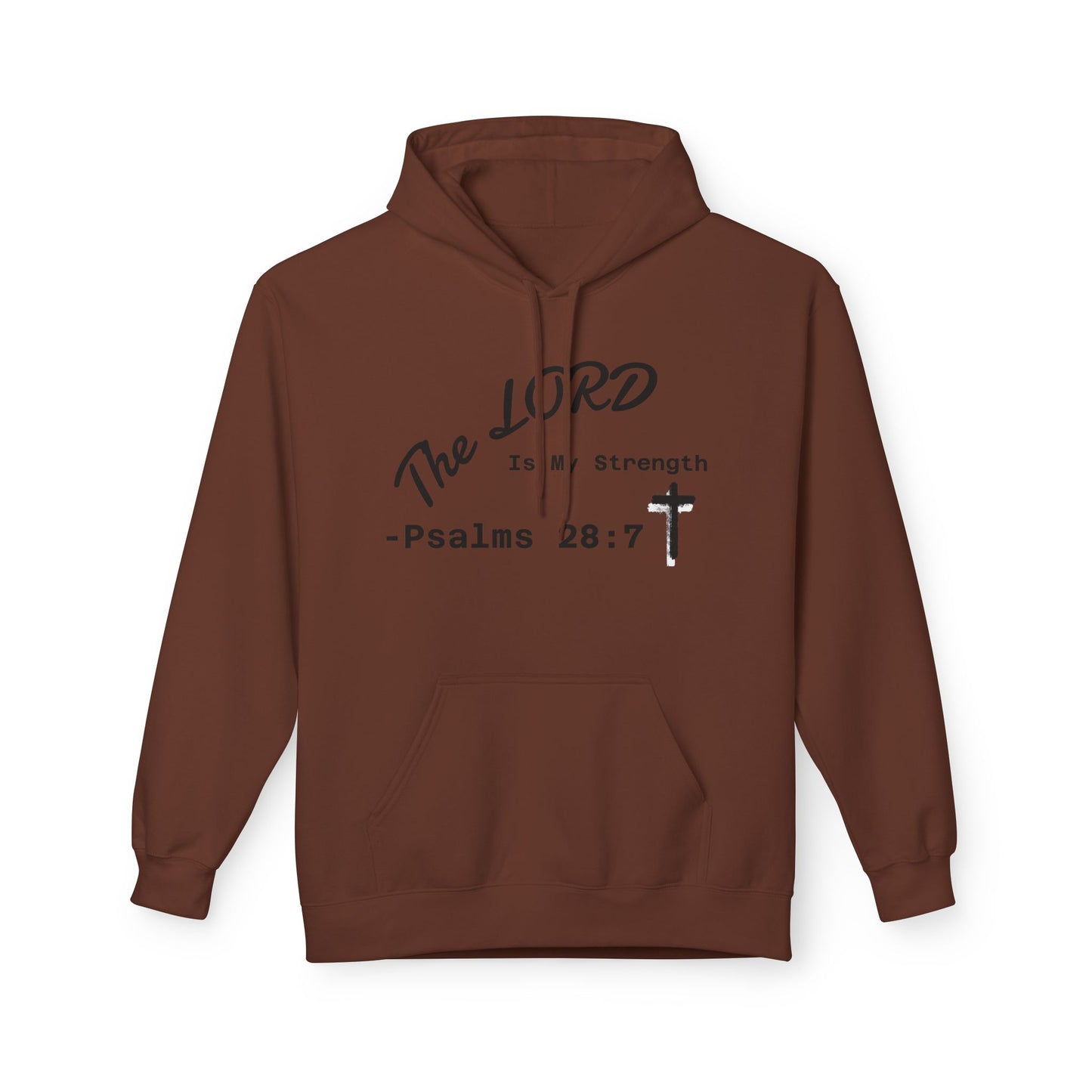 Psalms 28:7 Hoodie – "The LORD is My Strength" Christian Cross Pullover