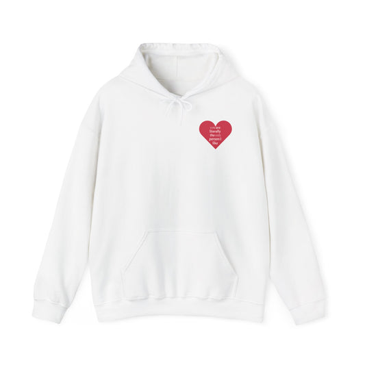 Kapuzenpullover — Rotes Herz "Love Yourself First" Minimaler Brustdruck