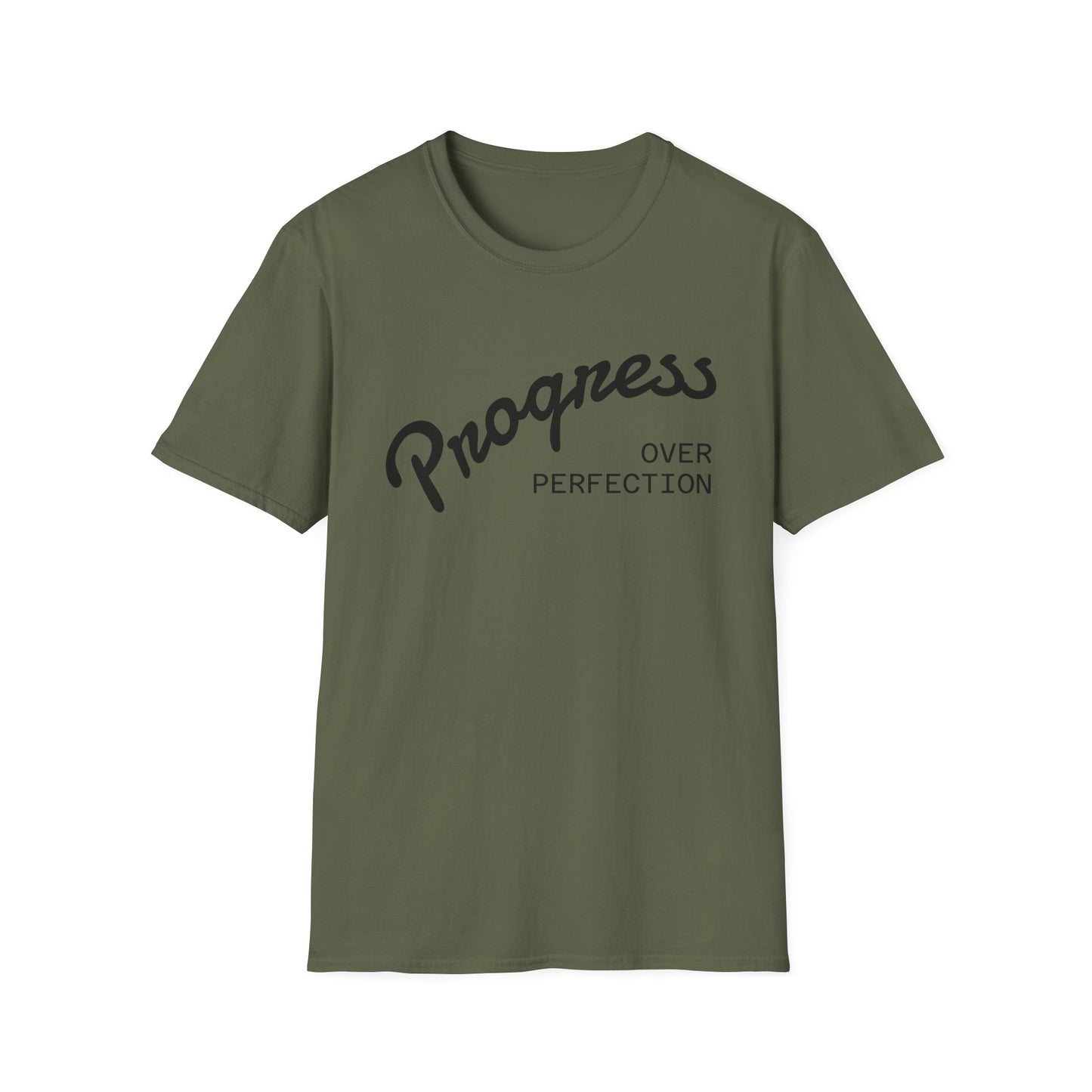 "Progress, over perfection" Motivation Unisex Softstyle T-Shirt