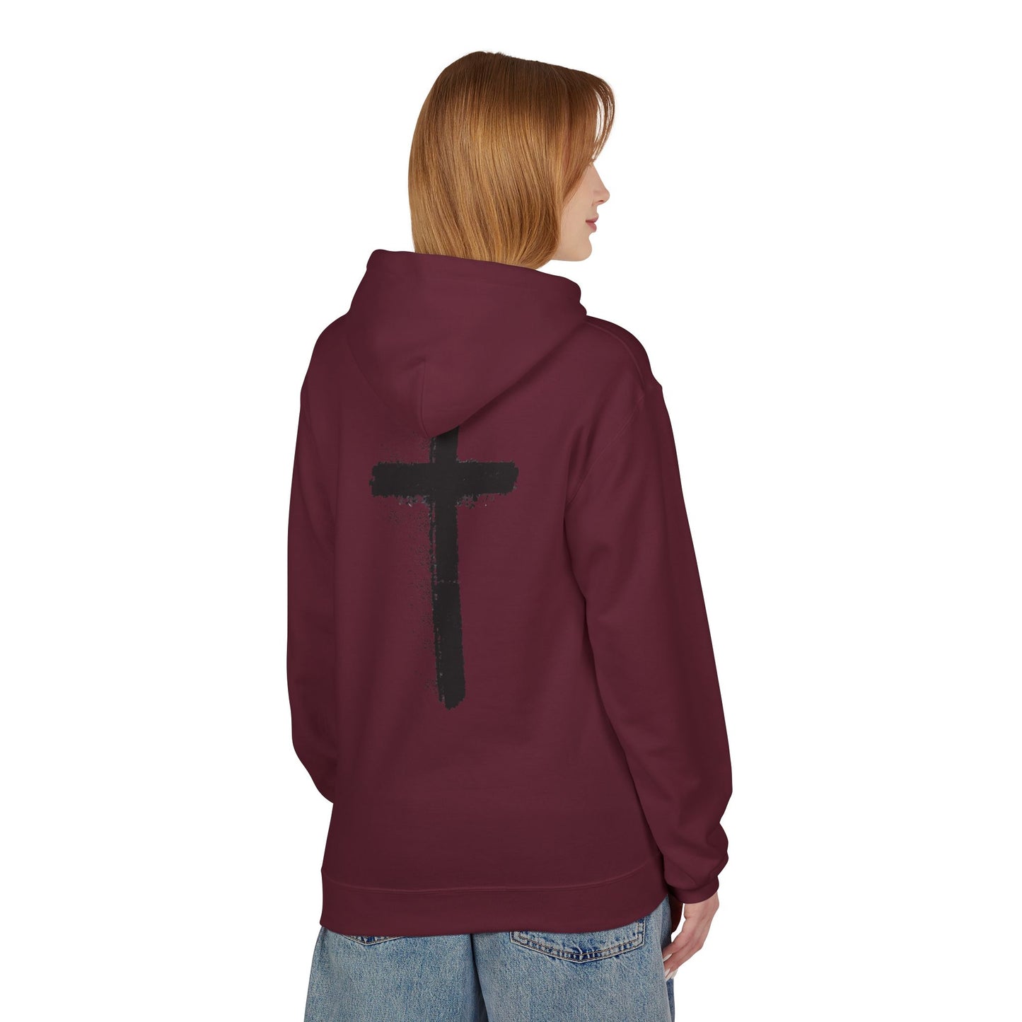 Psalms 28:7 Hoodie – "The LORD is My Strength" Christian Cross Pullover