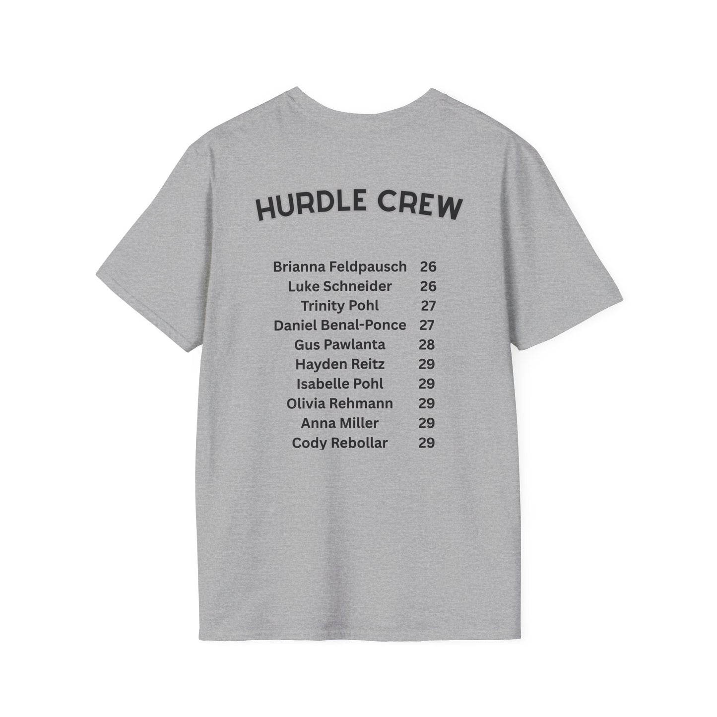 Hurdle Crew Track & Field T-Shirt — Team Names Back Print