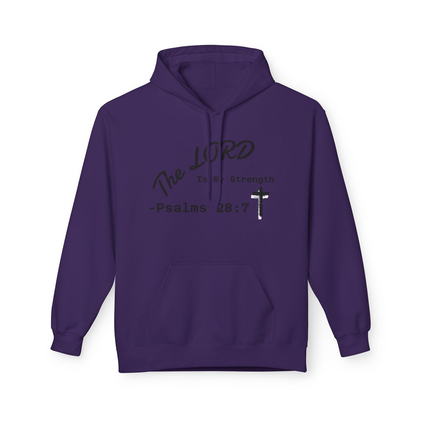 Psalms 28:7 Hoodie – "The LORD is My Strength" Christian Cross Pullover
