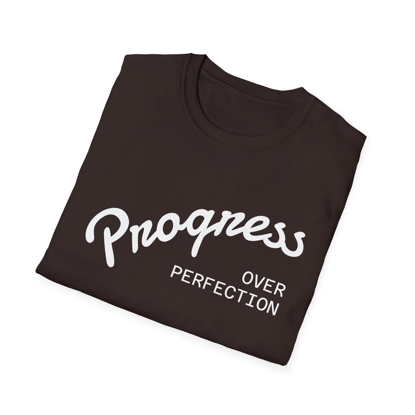 "Progress, over perfection" Motivation Unisex Softstyle T-Shirt