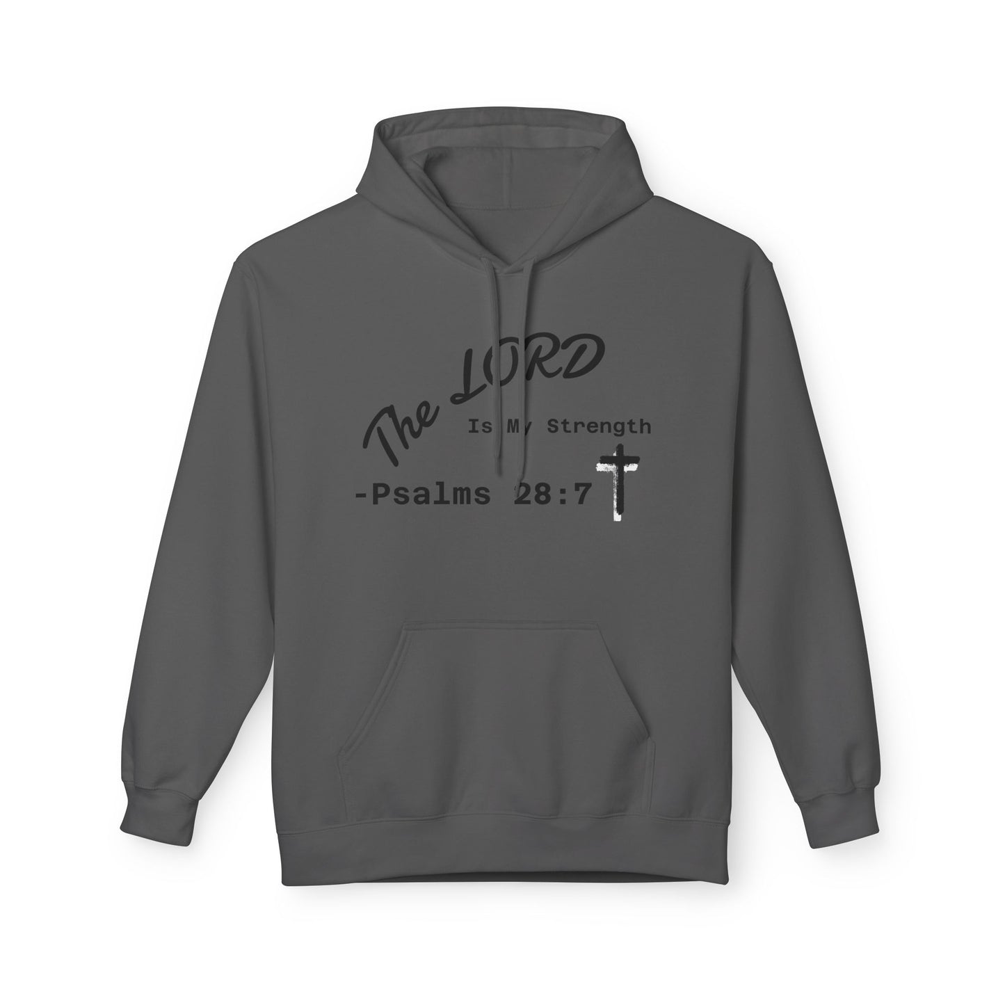 Psalms 28:7 Hoodie – "The LORD is My Strength" Christian Cross Pullover