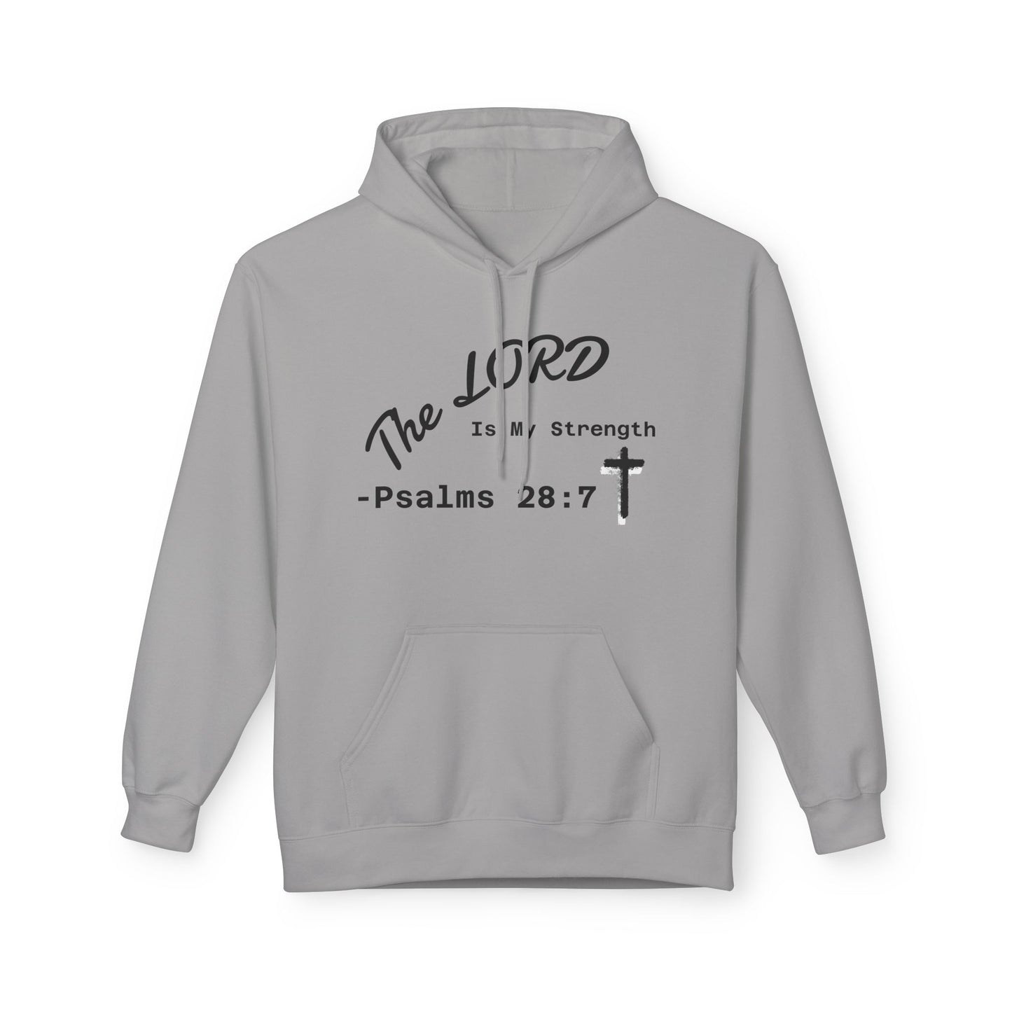 Psalms 28:7 Hoodie – "The LORD is My Strength" Christian Cross Pullover