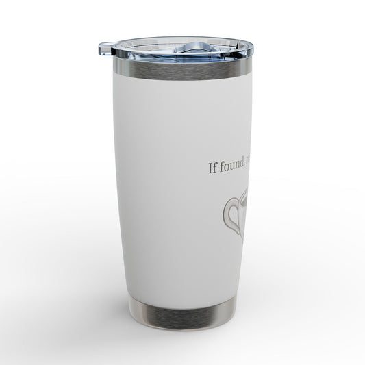 20oz Engraved Tumbler — Cute Cat in Coffee Cup “If found, return with coffee”