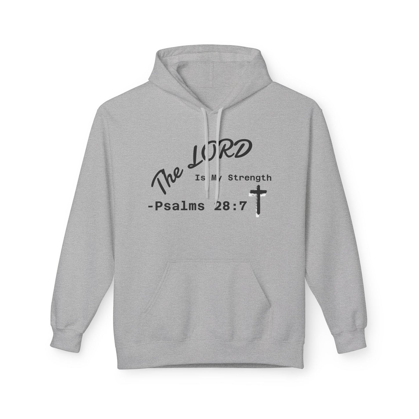 Psalms 28:7 Hoodie – "The LORD is My Strength" Christian Cross Pullover