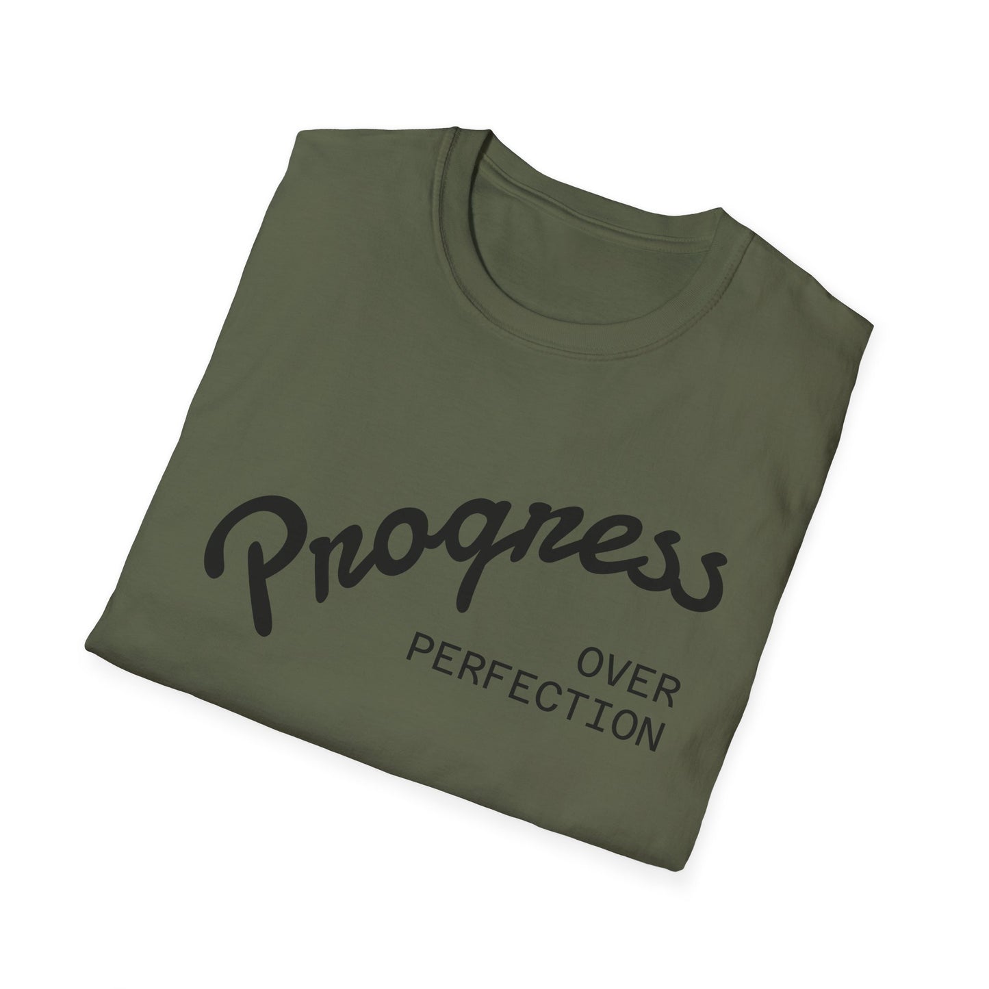 "Progress, over perfection" Motivation Unisex Softstyle T-Shirt