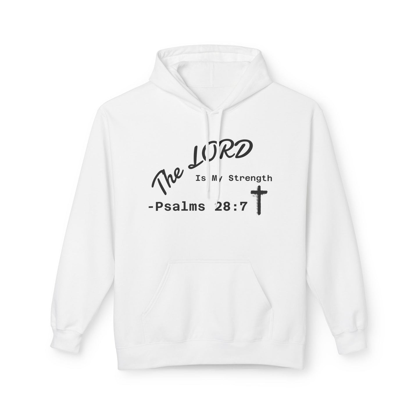 Psalms 28:7 Hoodie – "The LORD is My Strength" Christian Cross Pullover