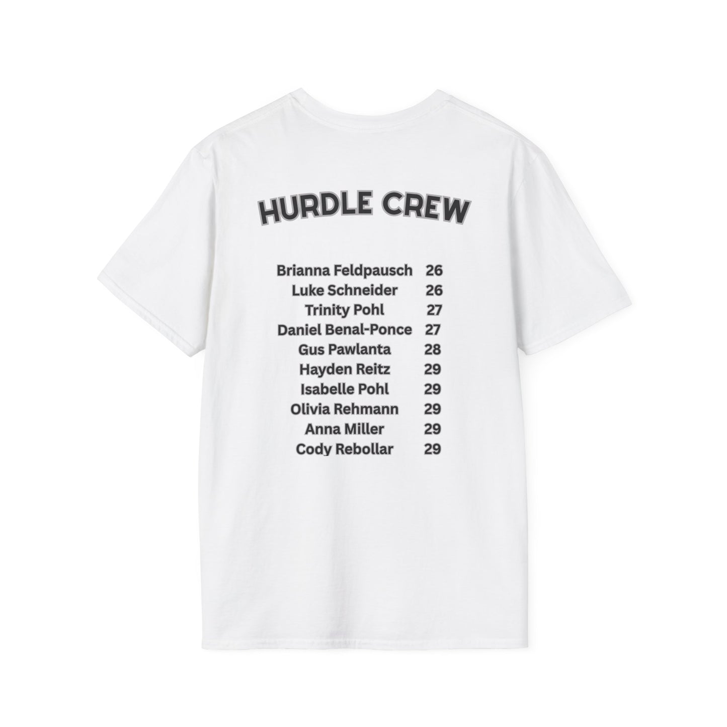 Hurdle Crew Track & Field T-Shirt — Team Names Back Print